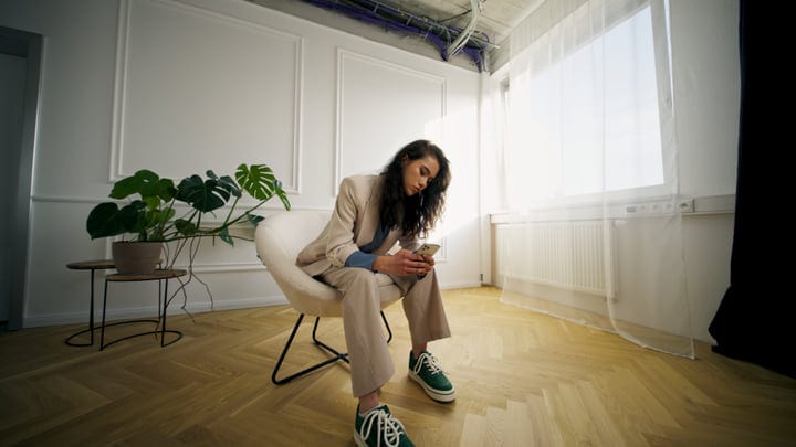 Contemplative Moment In Bright Modern Studio Space