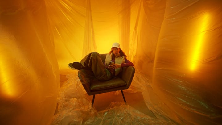 Contemplative Moment In A Dreamlike Studio Setting