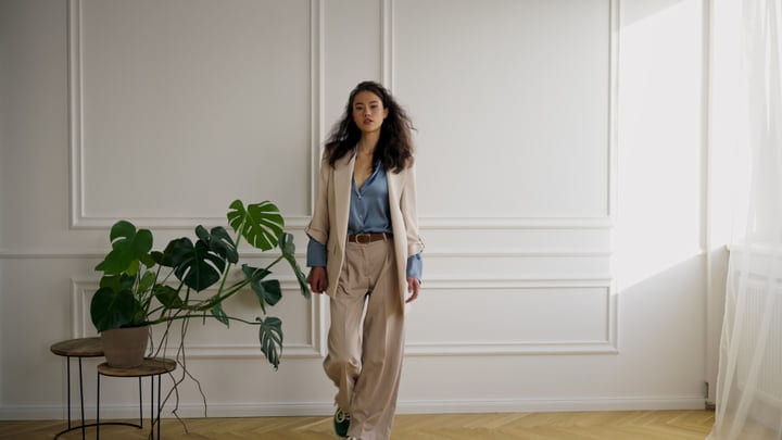 Confident Stroll Through Minimalist Studio Elegance