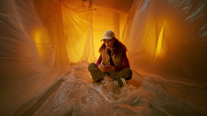 Cozy Moments With Smartphone In Warm Studio Glow