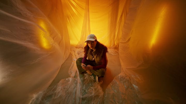 Young Woman in Warm Glow Reflects on Seasonal Change