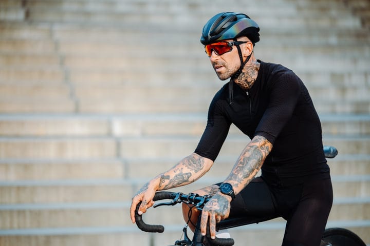 Urban Cyclist Navigates the City Streets with Style
