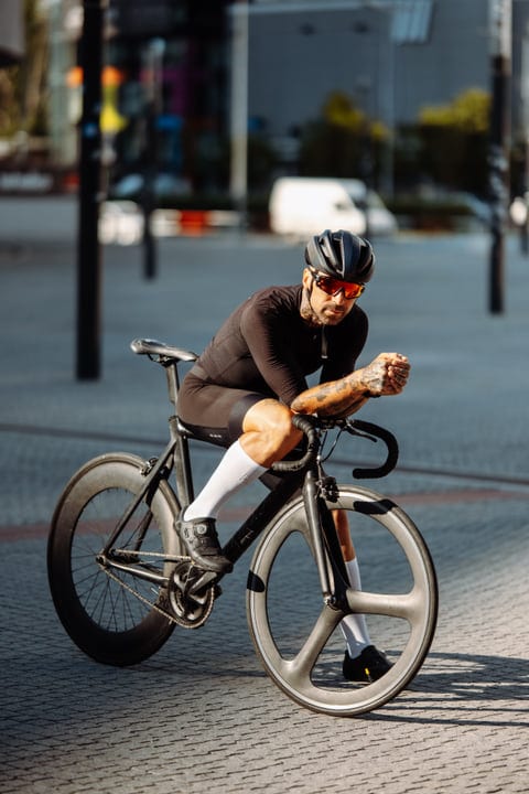 Urban Cyclist Takes On Morning City Streets
