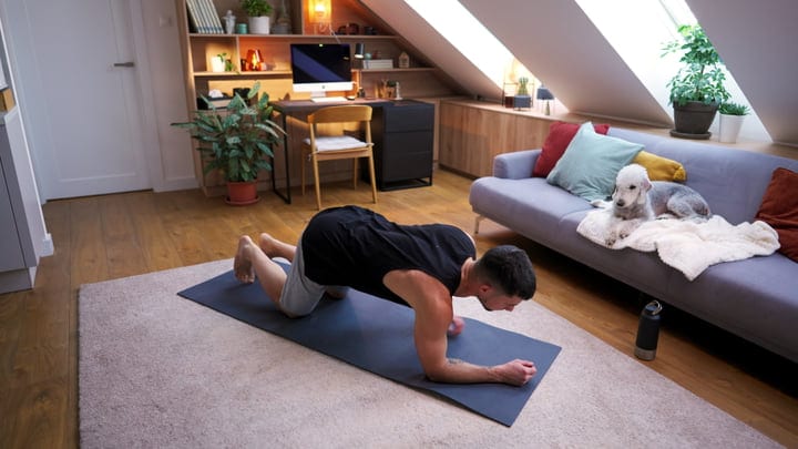 Morning Exercise Routine In A Cozy Home Office