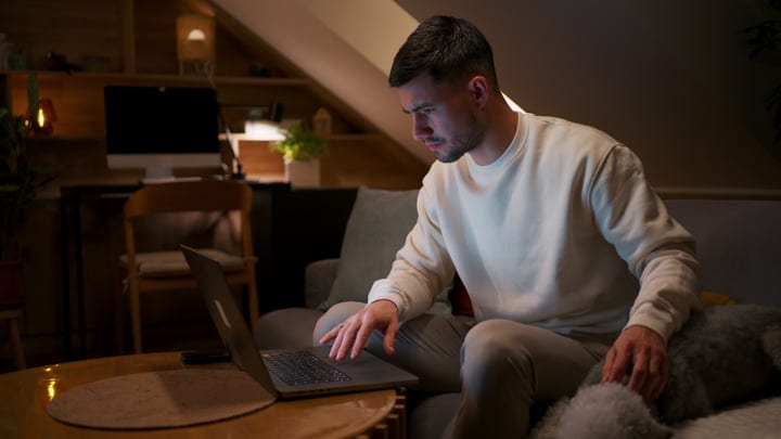 Focused Evening Work in a Cozy Home Office