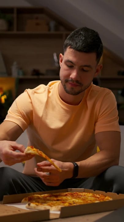 Evening Break With Pizza After A Day's Work