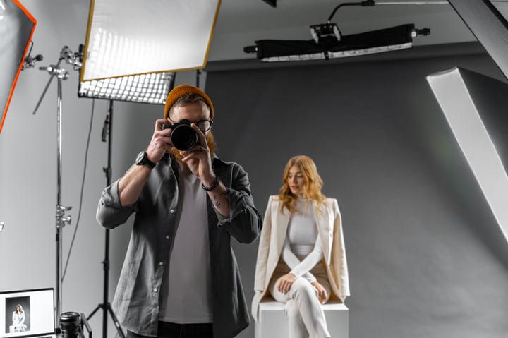 Creative Studio Vibe With Photographer And Model Interaction