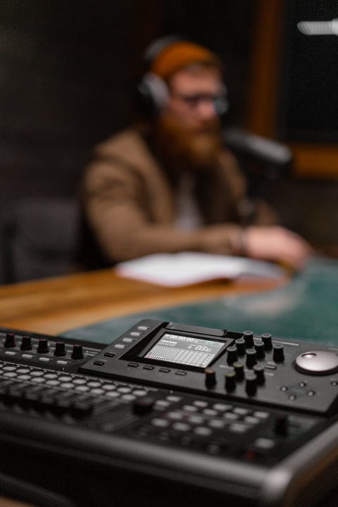 A Focused Moment In The Recording Studio Setup