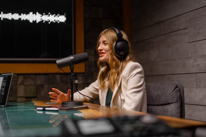 Engaging Conversations in a Modern Podcast Studio
