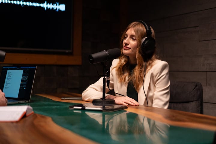 Thoughtful Conversations In A Modern Podcast Studio Setup