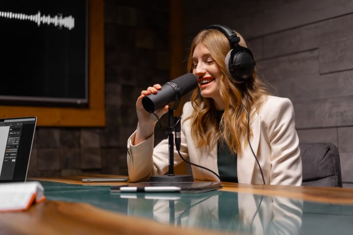 Engaging Voice Behind The Microphone In Modern Studio