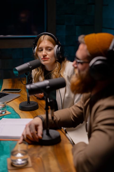 Engaged Conversations Flow In A Modern Podcast Studio