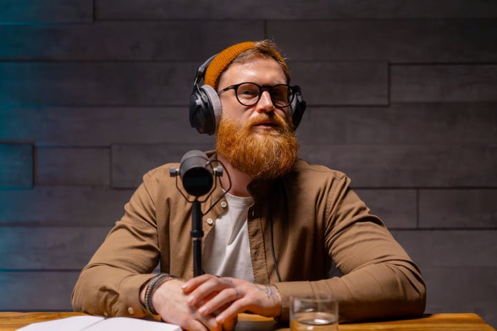 Creative Podcaster Engages Audience In Modern Studio Setup