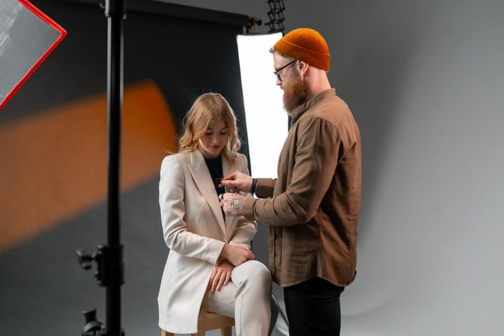A Stylist Perfects Details In A Studio Session