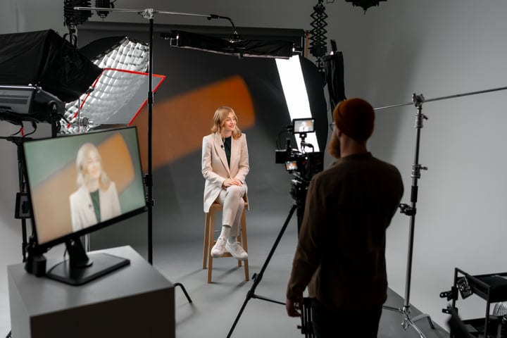 Professional Photographer Captures a Studio Portrait Session