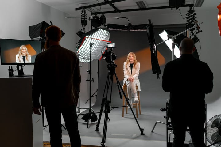 Capturing A Lively Moment In A Professional Photo Studio