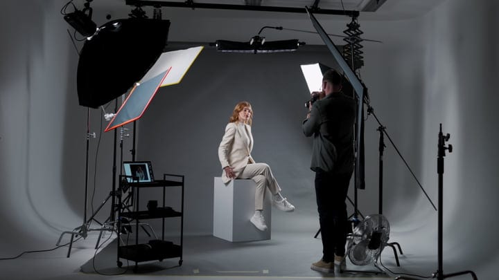 Professional Portrait Session In Modern Photography Studio