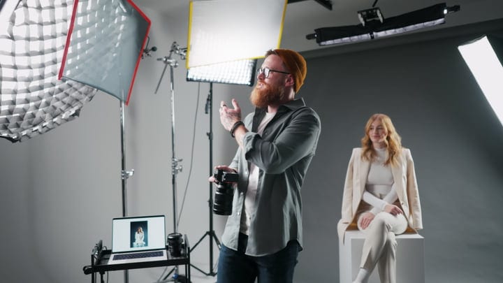 Creative Collaboration in a Professional Photo Studio Setup