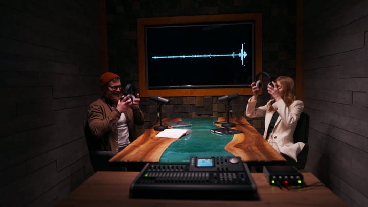 Creative Duo Prepares For Recording In Modern Studio