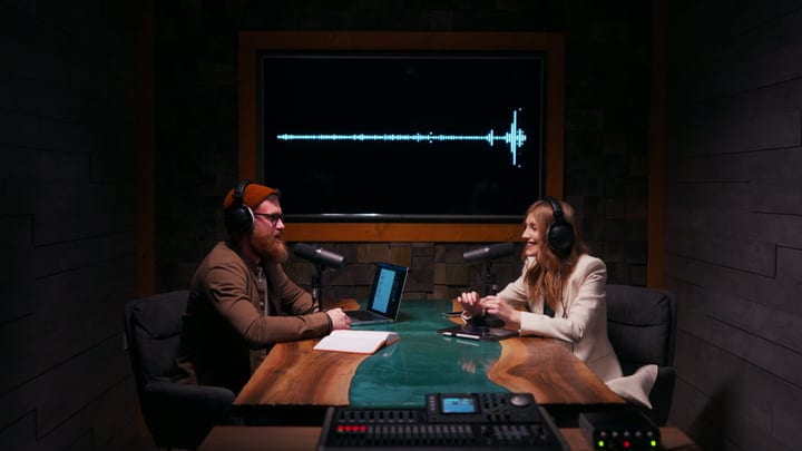 Engaging Conversations in a Cozy Podcast Studio