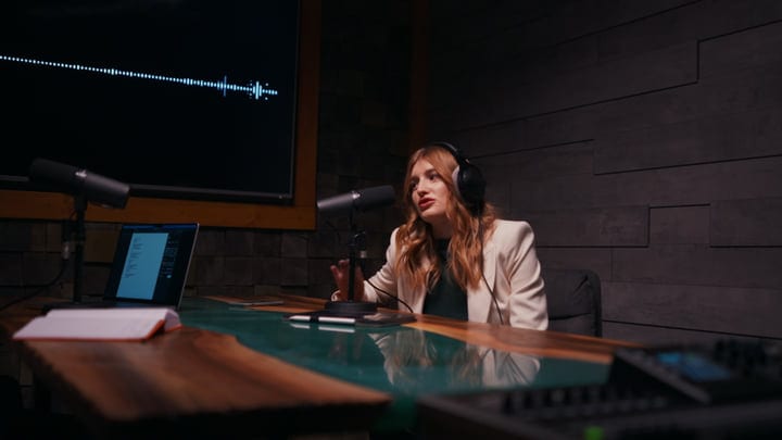Podcaster Engages Audience In Modern Recording Studio