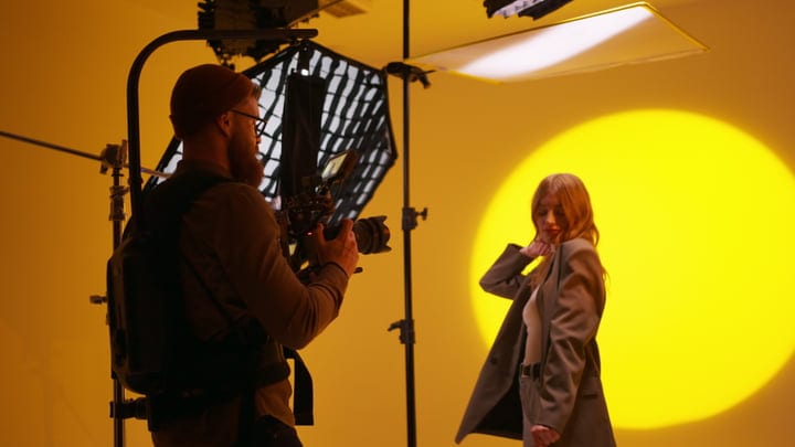 Dynamic Studio Session With Vibrant Yellow Backdrop