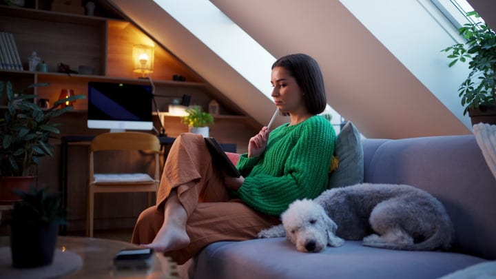 Contemplative Moments in a Cozy Home Office Attic