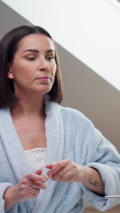 European Woman Starts Her Morning Beauty Routine at Home