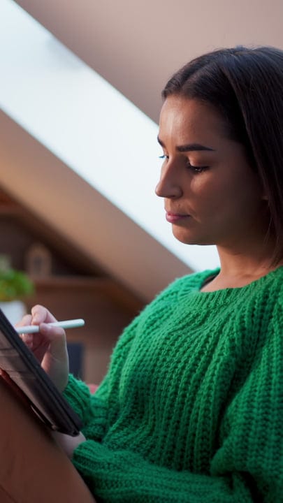 Serene Moments With Woman Sketching In Cozy Attic