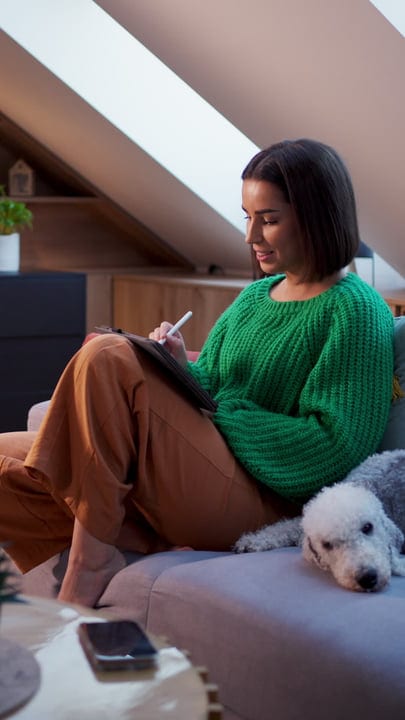 Quiet Moments With A Tablet And Loyal Companion