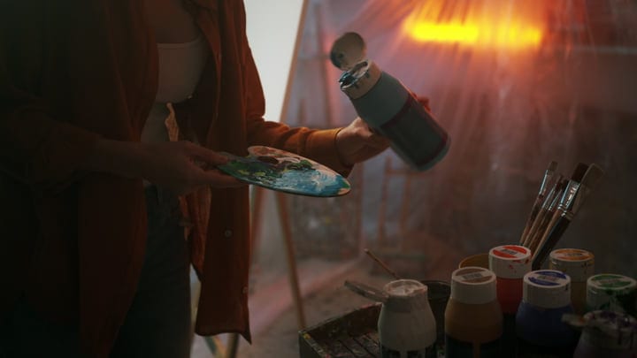 Warm Glows Illuminate the Artist's Creative Canvas