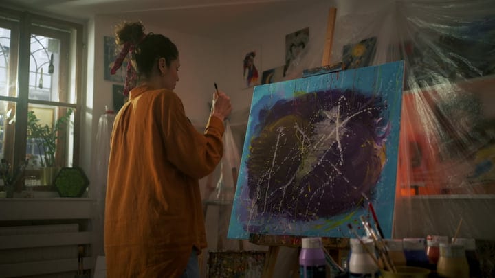 Creative Solitude In A Sunlit Artist's Studio