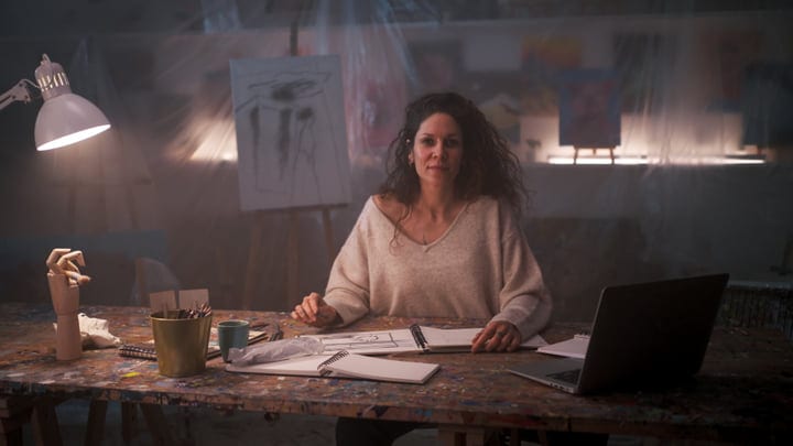 Evening Reflection In A Cozy Artist's Studio