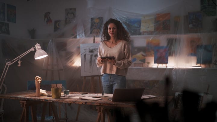 Creative Energy Sparks In A Contemporary Art Studio