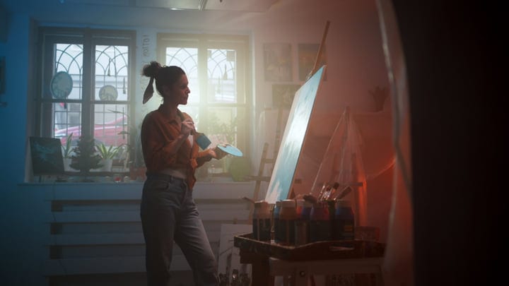 Inspirational Moments In A Sunlit Artist's Studio