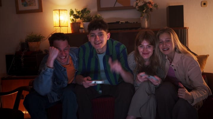 Laughter and Games Light Up a Cozy Living Room