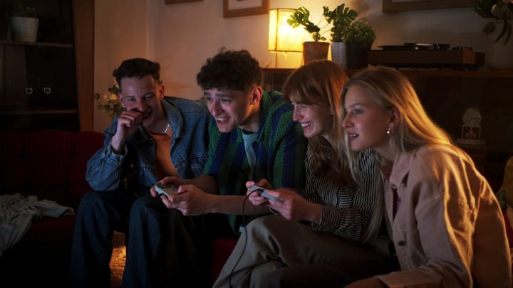 Laughter and Competition in a Cozy Living Room