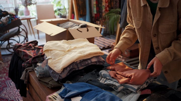 Hands Curating Fabrics In A Cozy Boutique Setting