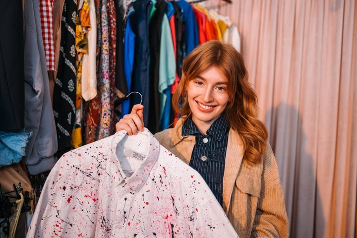 Joyful Shopper Finds Unique Style in Boutique Adventure