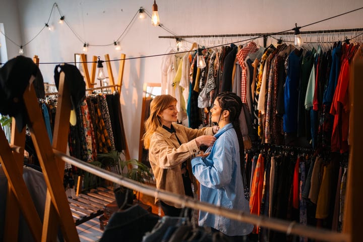 Two Friends Explore A Cozy Boutique Together
