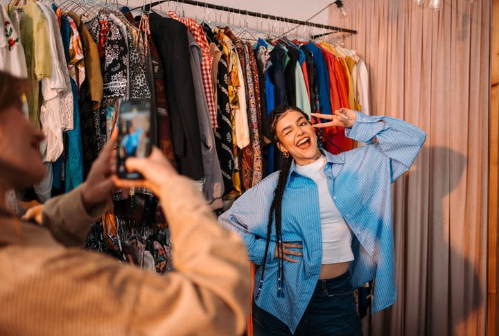 Joyful Friend Captures Style Moment In Boutique Setting
