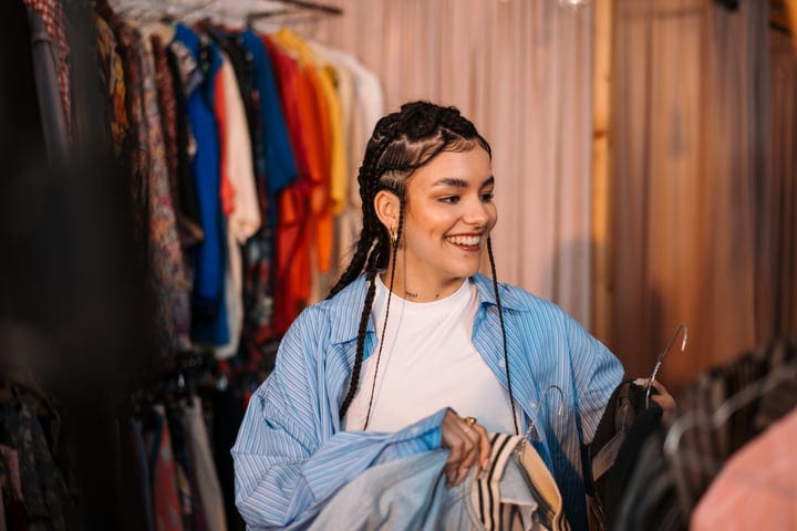 Joyful Moment While Exploring Boutique Fashion Finds