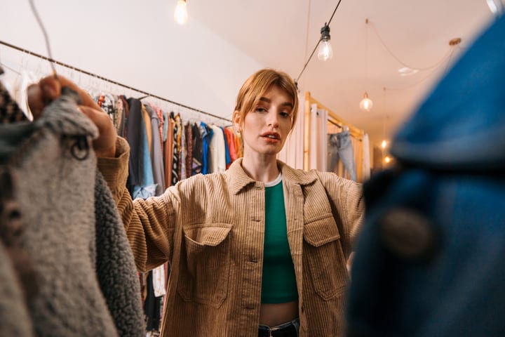 Exploring Fashion Choices In A Cozy Boutique Atmosphere