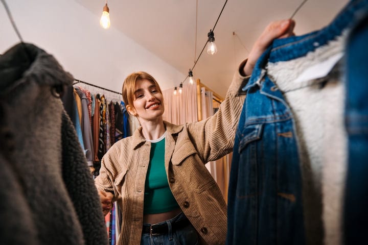 Joyful Friend Finds Style In Boutique Shopping Adventure