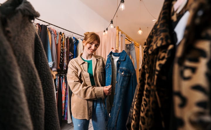 Young Woman Finds Joy In Boutique Shopping Experience