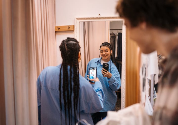 Friends Capture Joyful Moments In Boutique Mirror Reflection
