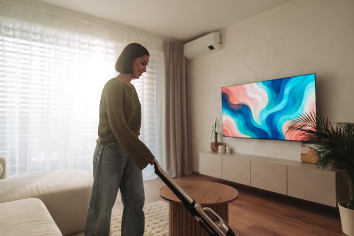 Morning Chores Amidst Artful Living Spaces