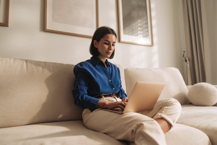 Morning Ritual: Focused Work on a Cozy Sofa