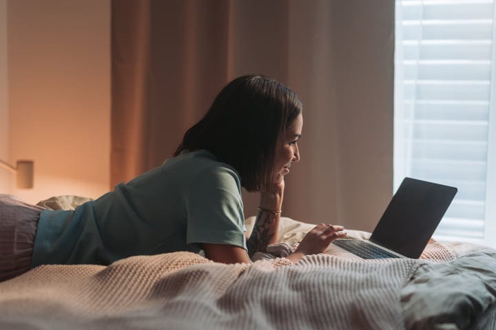 Morning Glow: A Young Woman's Digital Escape