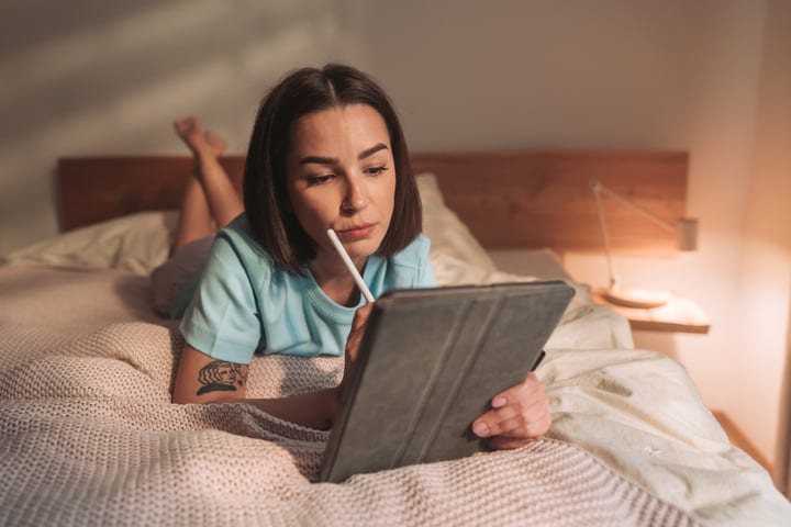 Morning Moments: Digital Calm in a Cozy Bedroom
